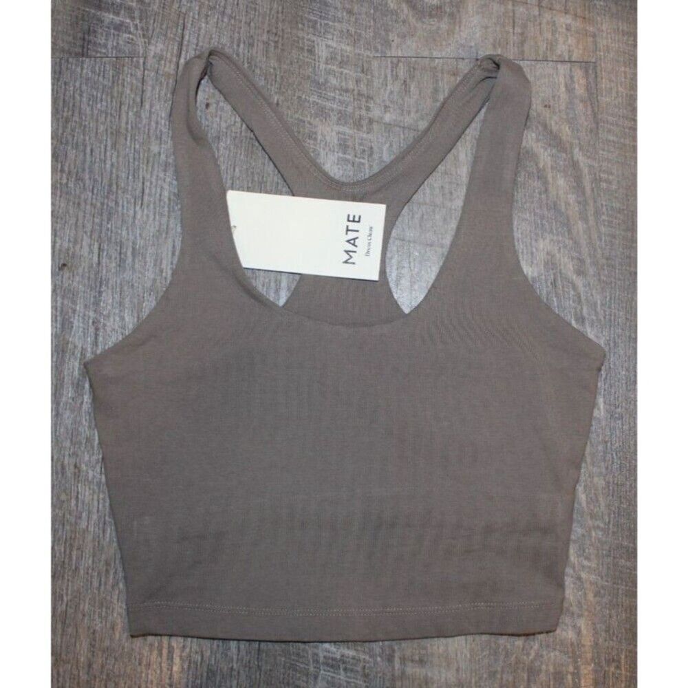 MATE THE LABEL ORGANIC STRETCH RACERBACK TANK PEBBLE‎ NWT $68 S